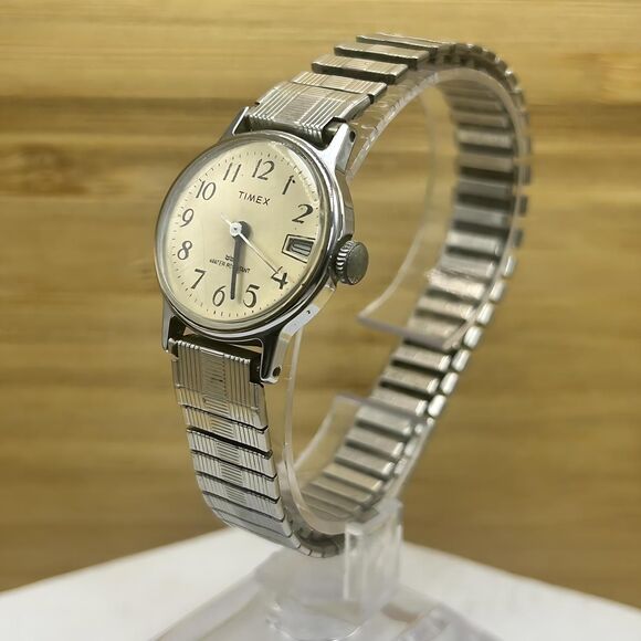 Vintage Timex Ladies Automatic Watch 6" Expansion Band 25mm Case Day Window - Picture 1 of 5